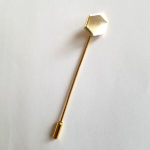 Vintage stickpin hexagon honeycomb shape hexagonal gold tone